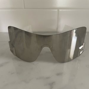 Versace VE 2240 10006G Mirror Silver Metal Shield Sunglasses